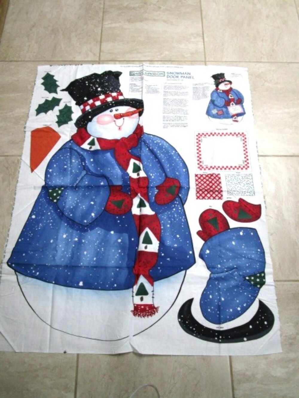 Vtg Daisy Kingdom Snowman Door Panel Cotton Fabric Cut & Sew Craft Christmas